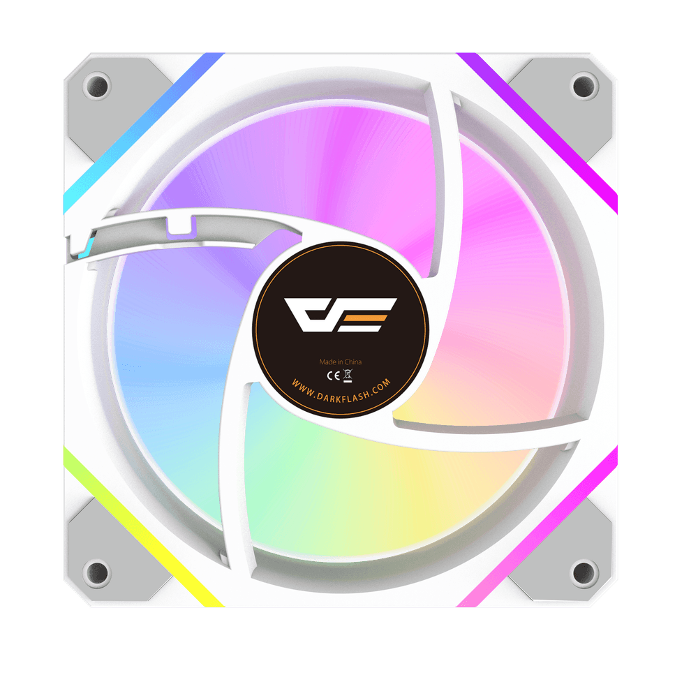 Color: Blanco | Vista posterior del ventilador darkFlash DM12 Pro blanco.