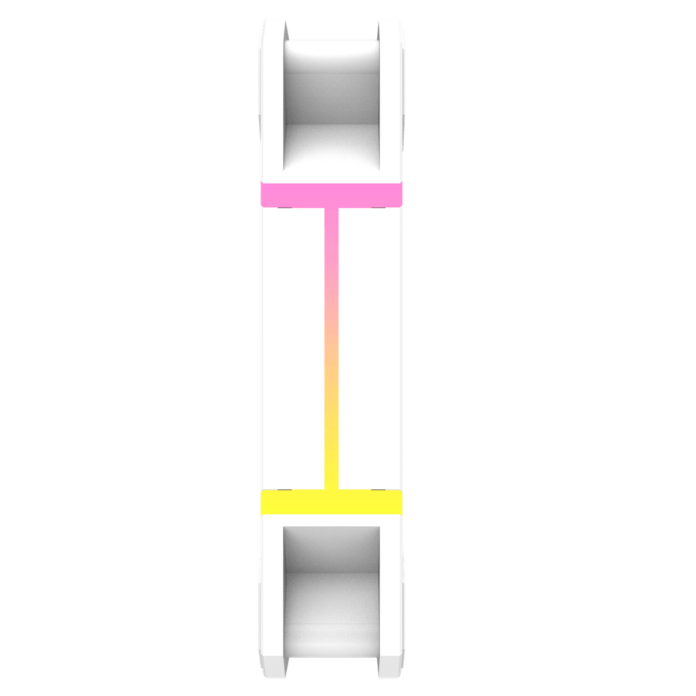 Color: Blanco | Perfil lateral del ventilador darkFlash DM12 Pro blanco.