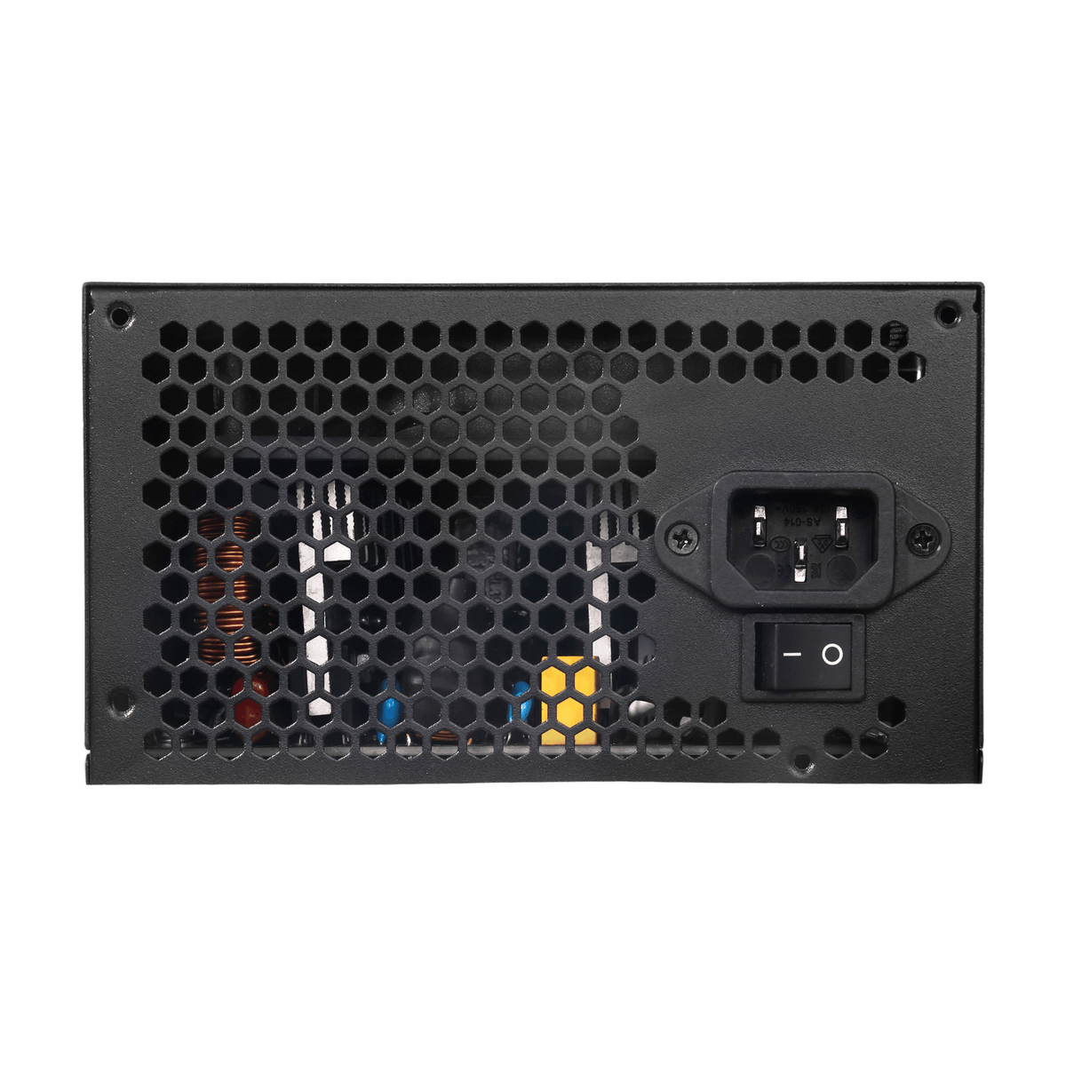 Fuente darkFlash EMT 750W 80 PLUS Bronze: panel trasero con entrada de corriente.