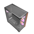 Caja darkFlash DS900W negra: vista superior y lateral en tres cuartos.