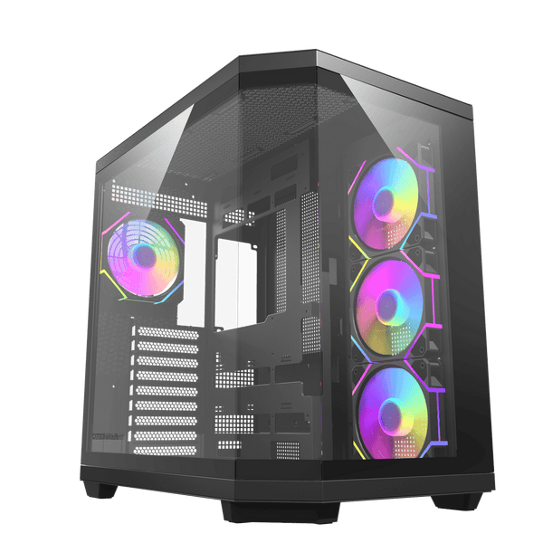 Caja darkFlash DQX80 ATX negra con cristal templado, vista 1